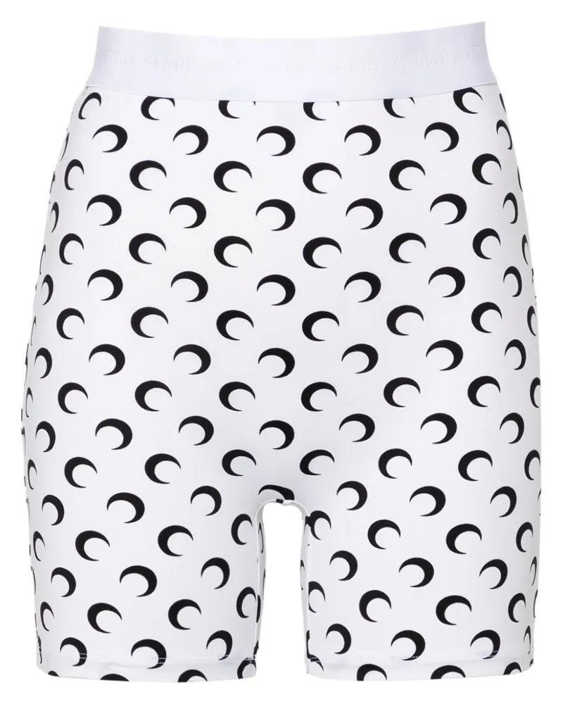 Marine Serre Kurze Jersey-Shorts mit Mond-Print - Weiß Weiß
