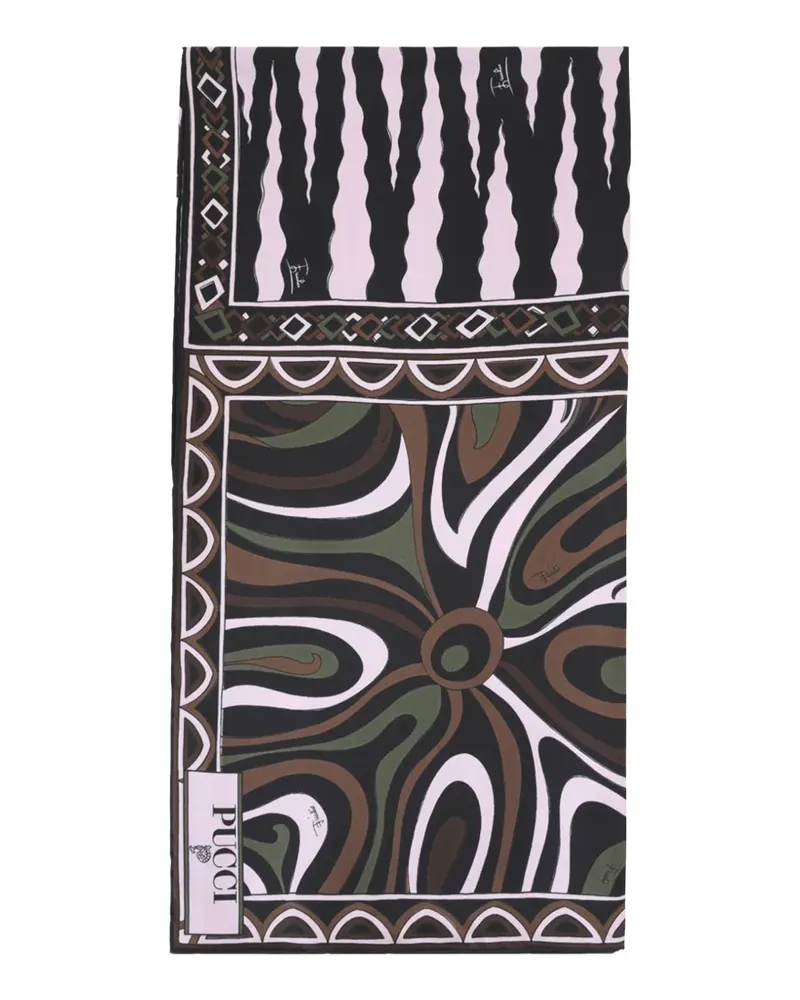 Emilio Pucci mixed print silk scarf - Schwarz Schwarz