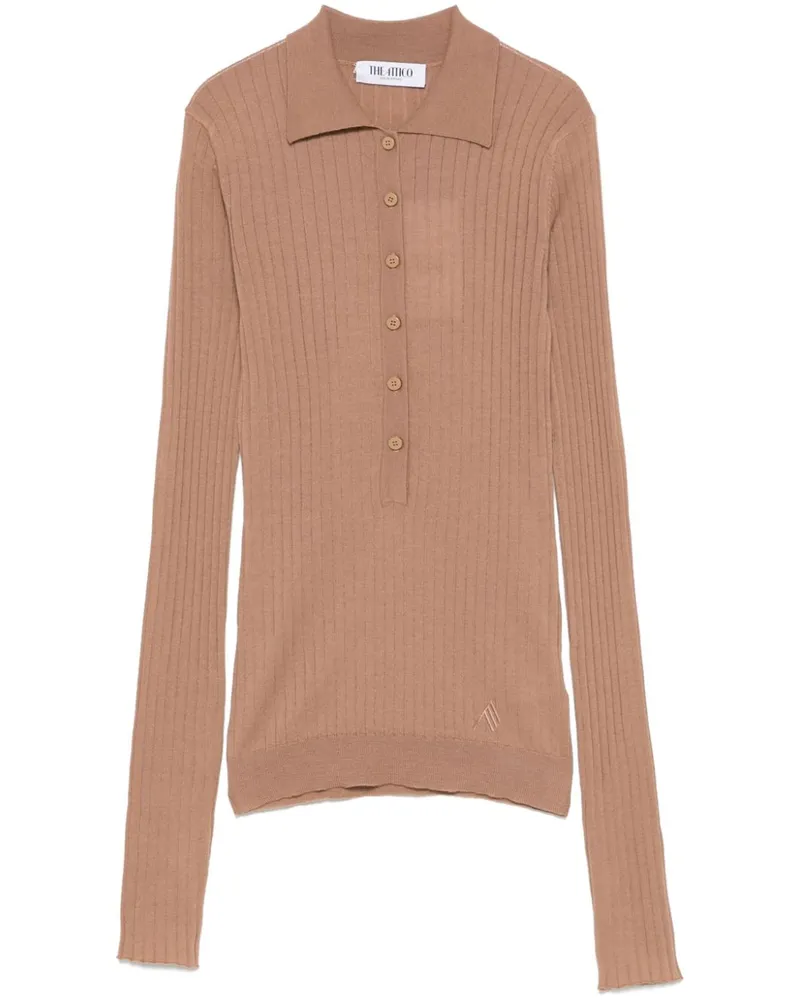 ATTICO Grob geripptes Poloshirt - Braun Braun