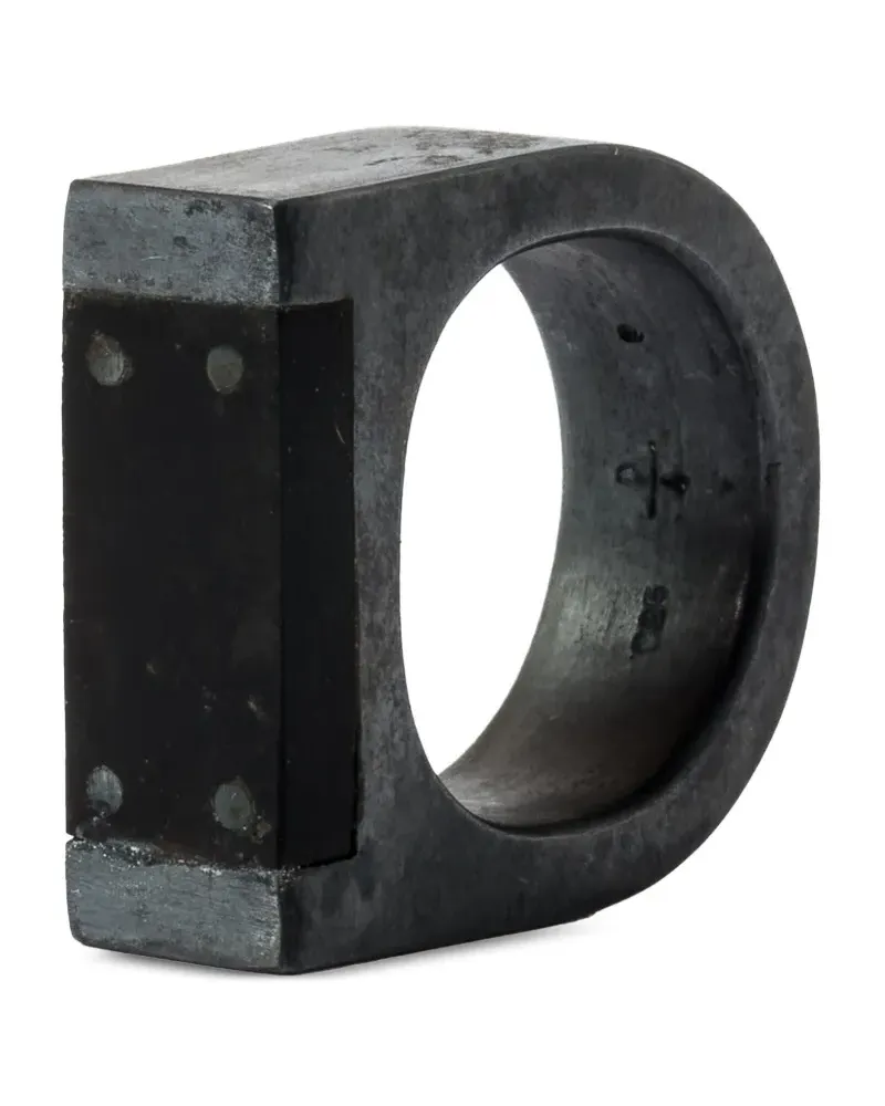 Parts Of Four Matter Plate Single Sterlingsilberring - Schwarz Schwarz