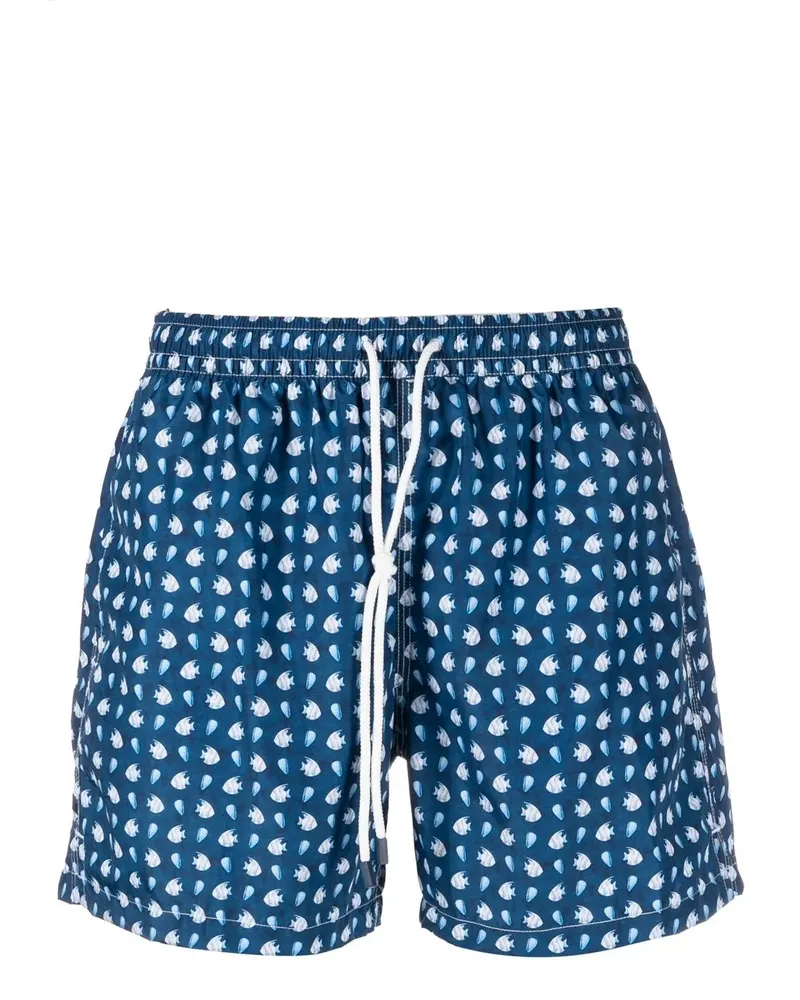 Fedeli Badeshorts mit Fische-Print - Blau Blau
