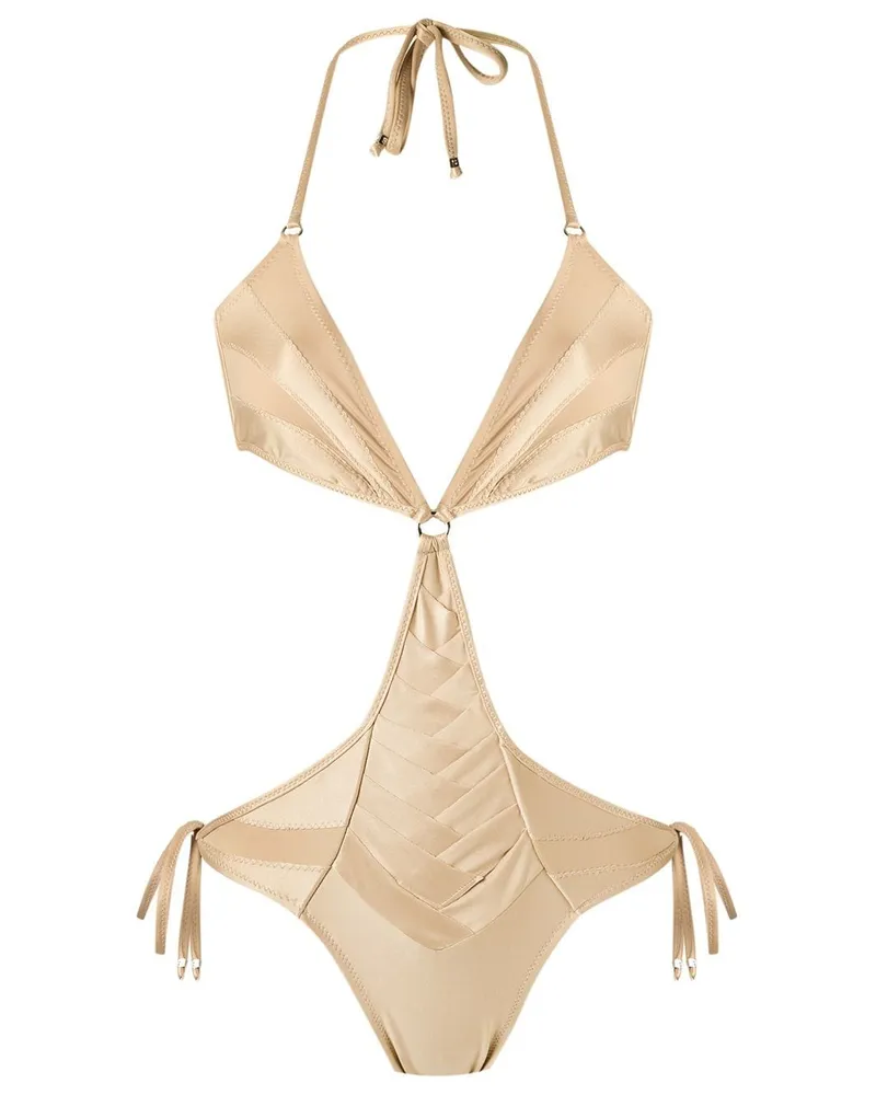 Amir Slama panelled swimsuit - Nude Nude