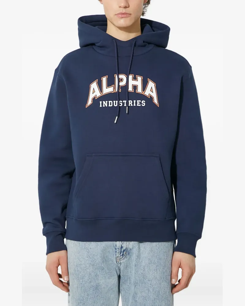 Alpha Industries logo-print hoodie - Blau Blau