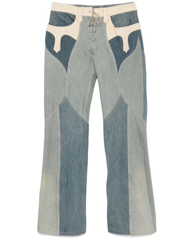 Marine Serre Ausgestellte Jeans - Blau Blau