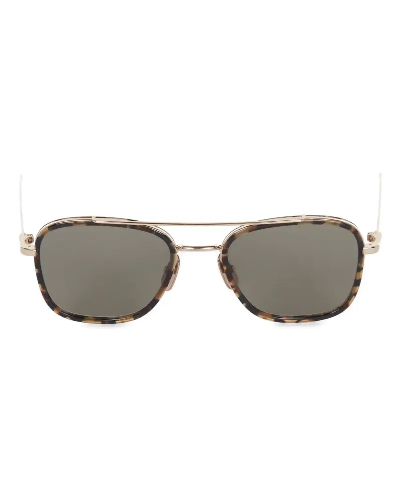 Thom Browne tortoiseshell-effect geometric-frame sunglasses - Braun Braun