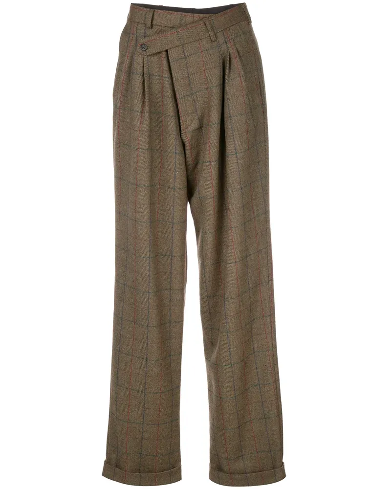 R13 Karohose mit lockerem Schnitt - Grün Grün