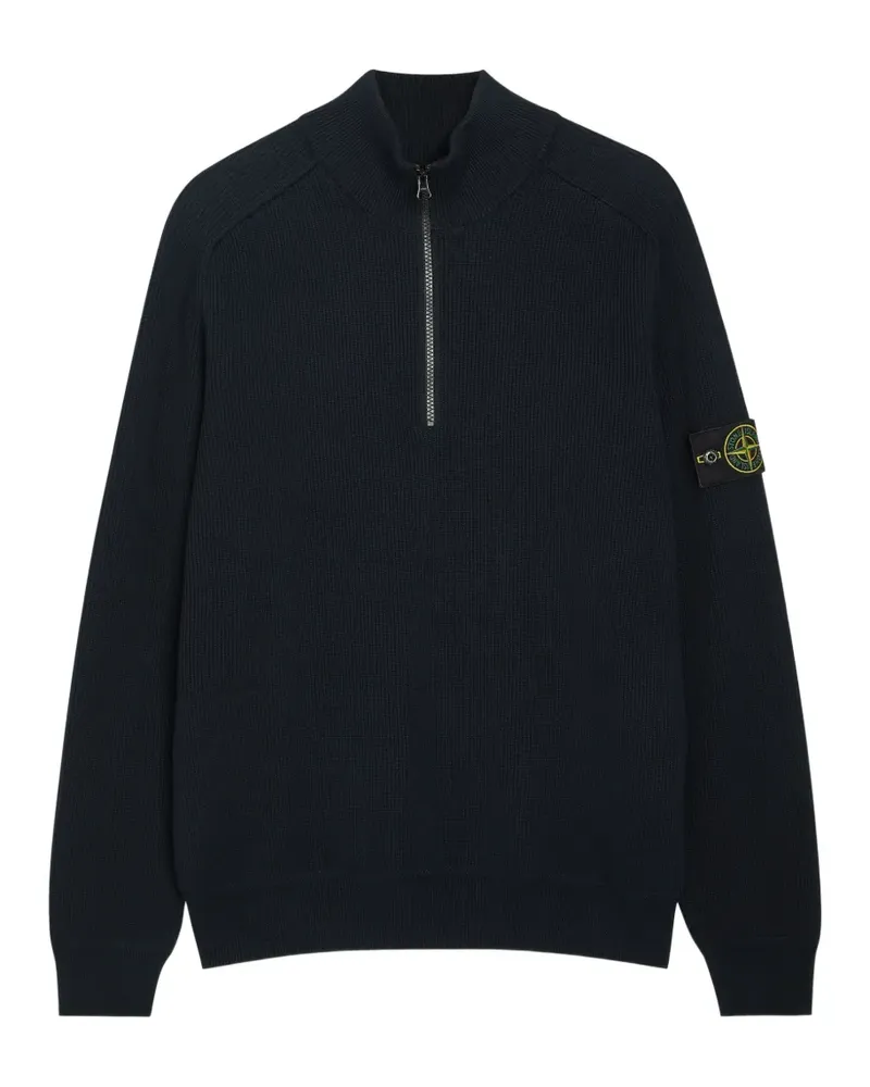 Stone Island logo-patch quarter-zip knit - Blau Blau