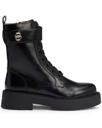 HUGO BOSS Schnürstiefel mit Logo-Schild Schwarz