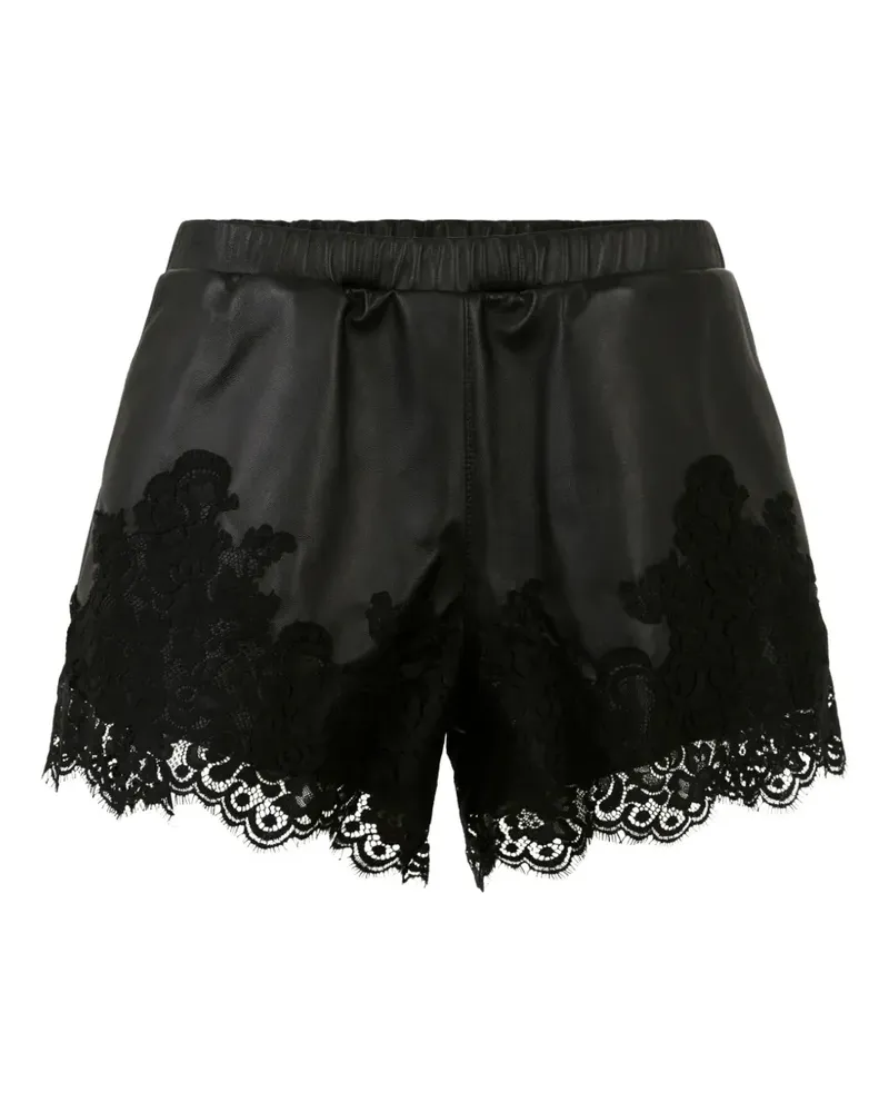 Philipp Plein Ledershorts mit Spitze - Schwarz Schwarz
