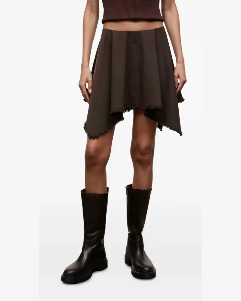 STAUD Tyra frayed-hem skirt - Braun Braun