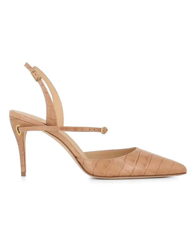Jennifer Chamandi Vittorio reptile-effect strap pumps - Nude Nude