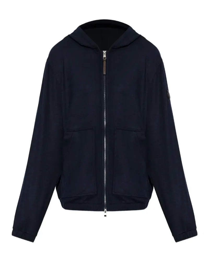 Moncler Kapuzenjacke mit Logo-Patch - Blau Blau