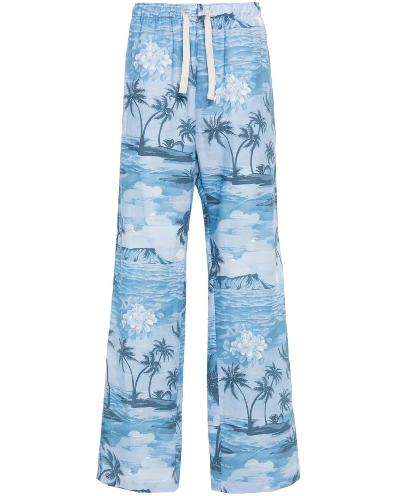 Palm Angels Weite Hose mit Sunset-Print - Blau Blau