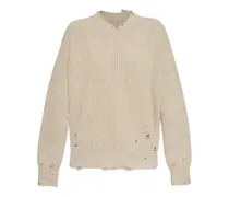 Gerippter Distressed-Pullover - Nude