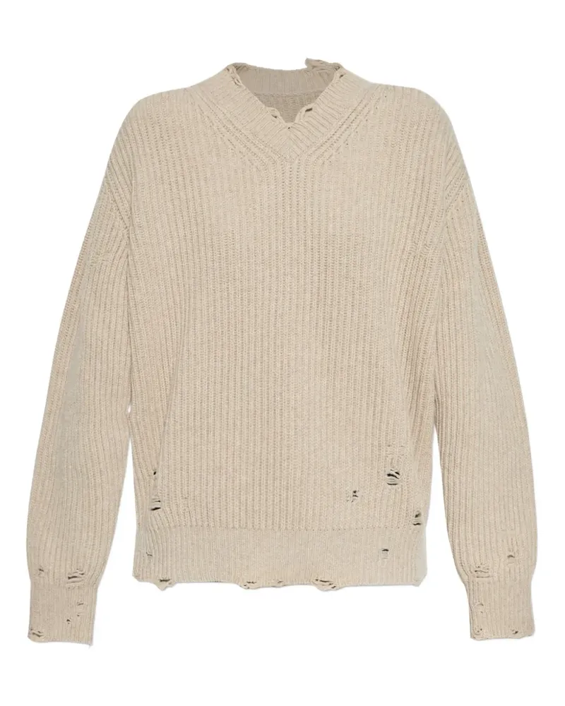 Maison Margiela Gerippter Distressed-Pullover - Nude Nude