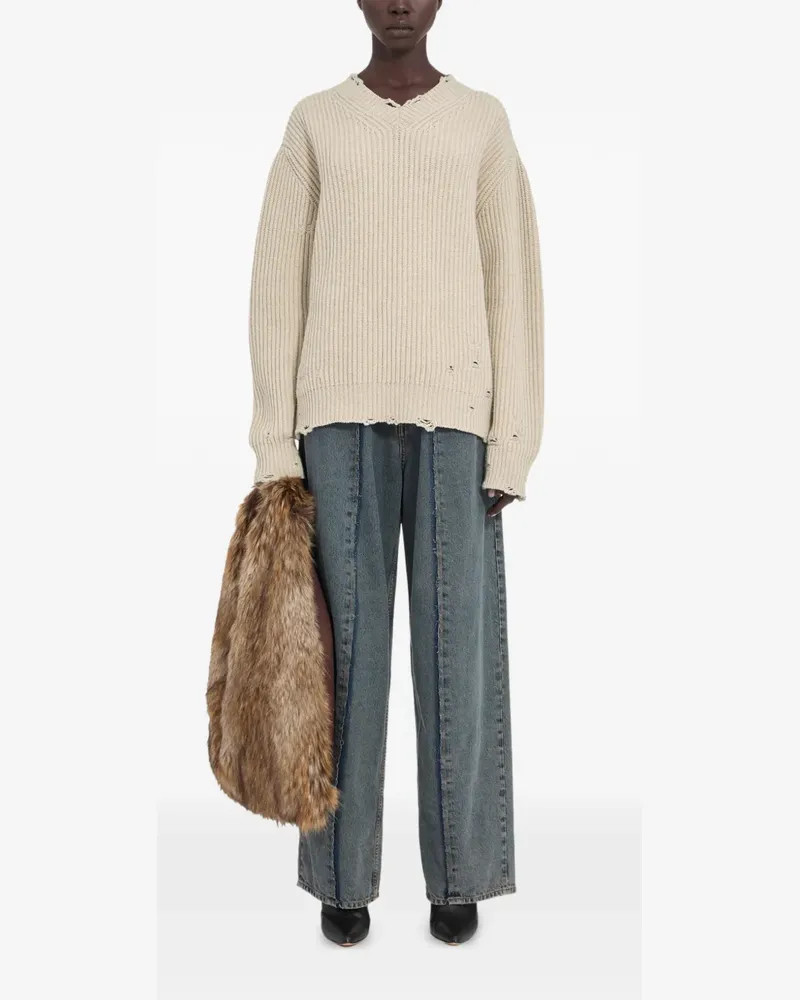 Maison Margiela Gerippter Distressed-Pullover - Nude Nude