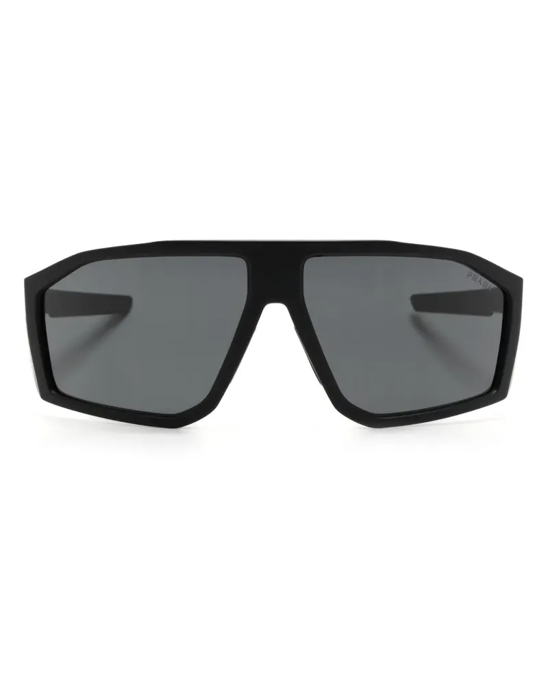 Prada Sonnenbrille mit eckigem Gestell - Schwarz Schwarz