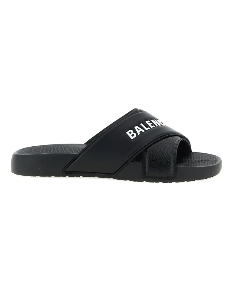 Balenciaga Sporty Pool embossed slides - Schwarz Schwarz