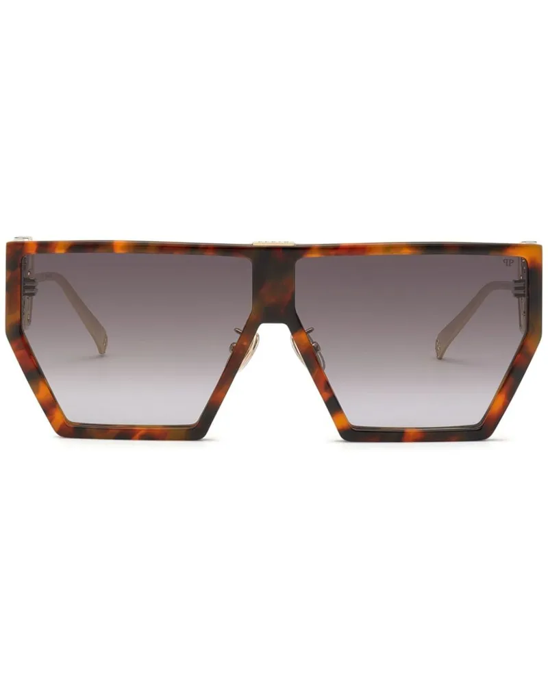 Philipp Plein Space Rock Plein Hexagon Oversized-Sonnenbrille - Braun Braun