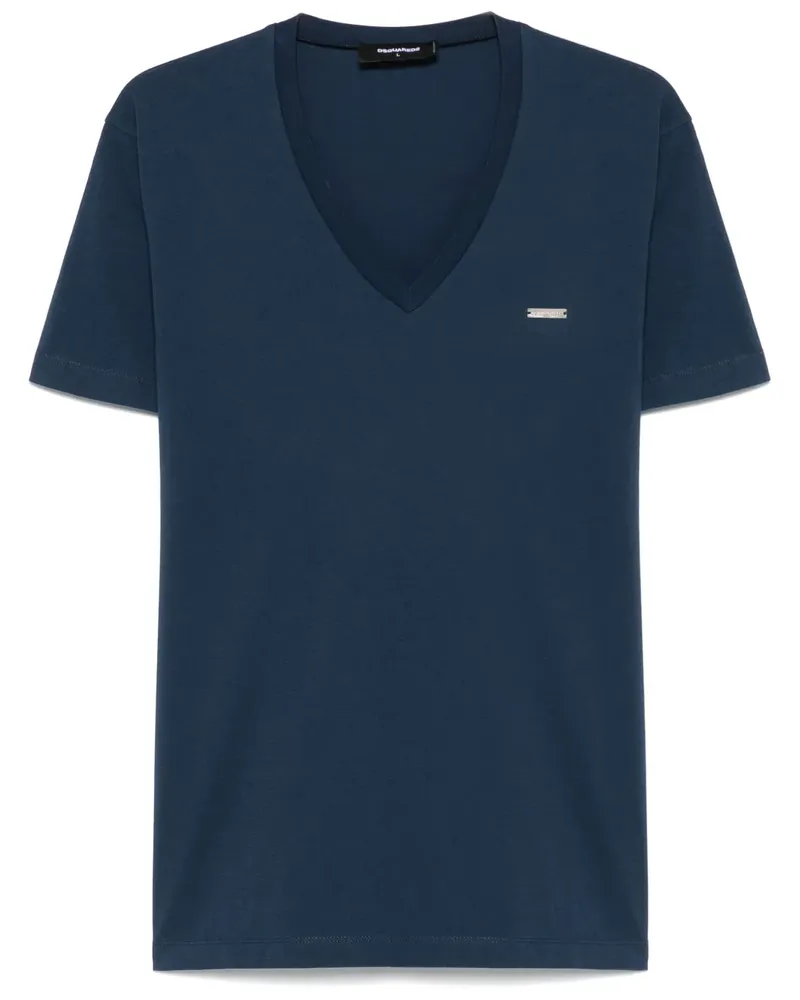 Dsquared2 T-Shirt mit Logo-Schild - Blau Blau