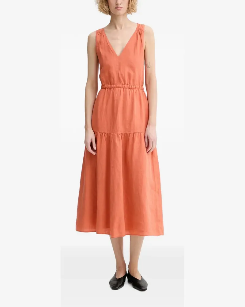 Marc O'Polo crossover-back tiered midi dress - Orange Orange