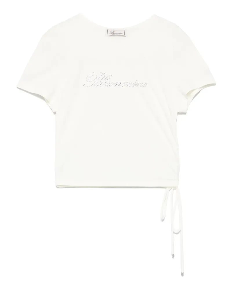 Blumarine T-Shirt mit Strass-Logo - Weiß Weiß