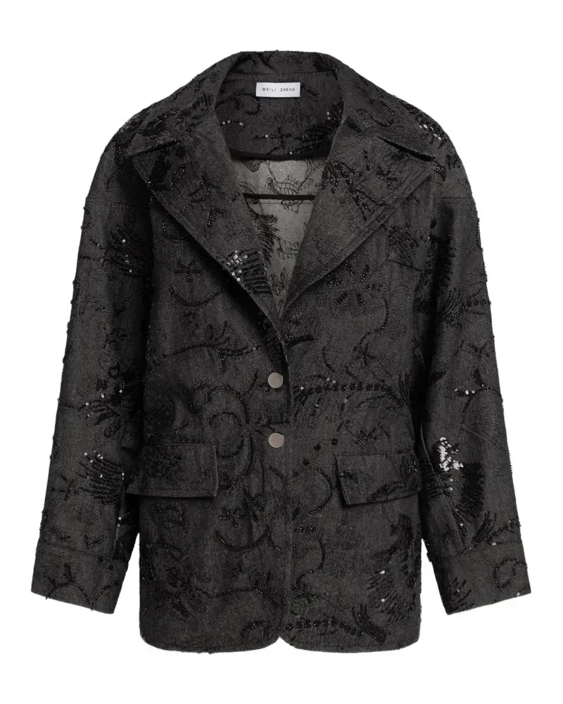 Weili Zheng sequin-embellished denim blazer - Blau Blau