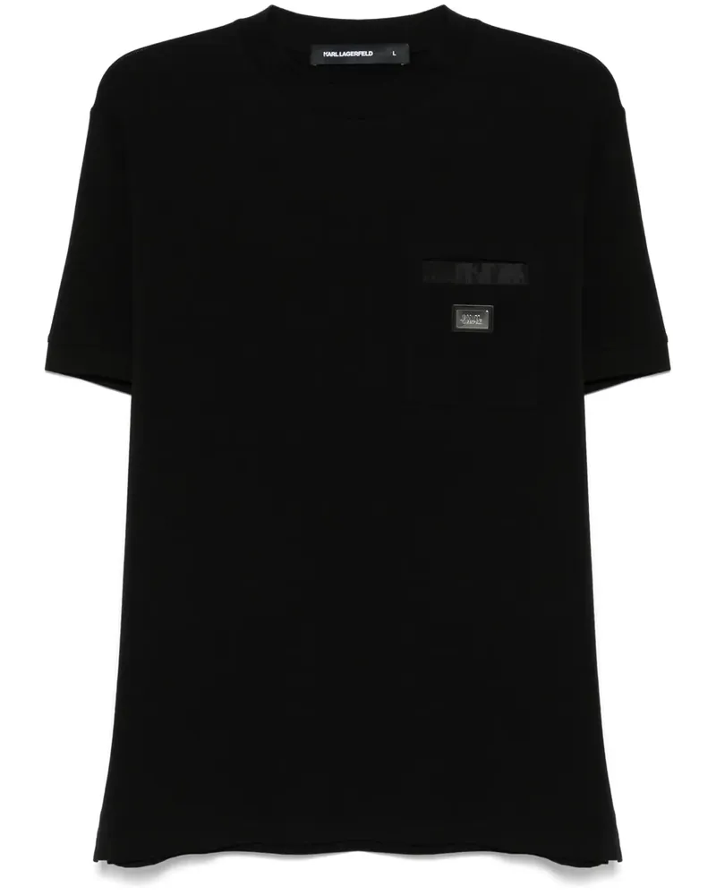Karl Lagerfeld T-Shirt mit Logo-Schild - Schwarz Schwarz
