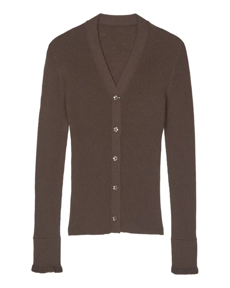 Cecilie Bahnsen CBFolke flower-button ribbed cardigan - Braun Braun