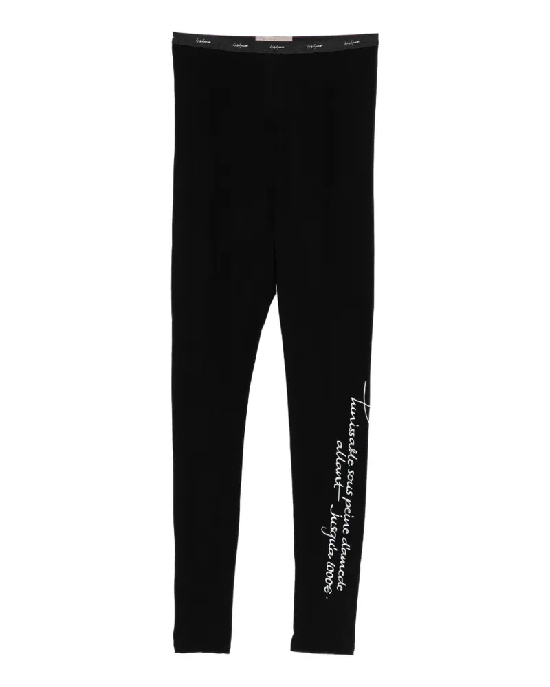 Yohji Yamamoto embroidered logo-waistband leggings - Schwarz Schwarz