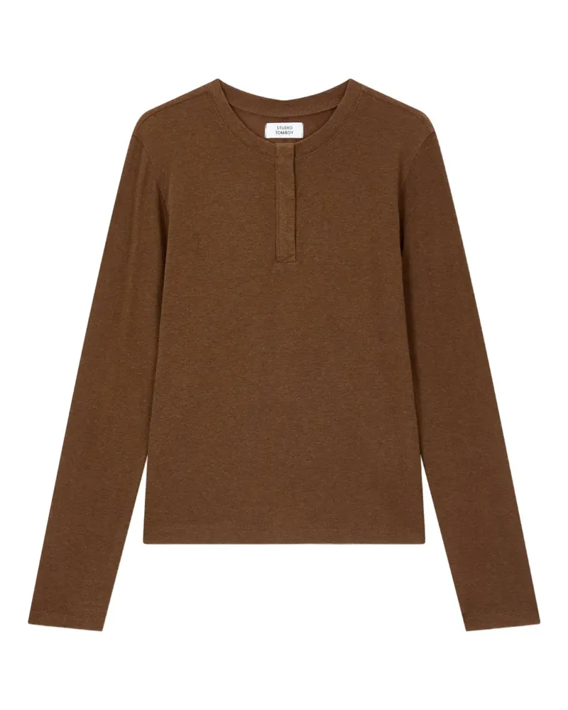 STUDIO TOMBOY Klassisches Henley-Hemd - Braun Braun
