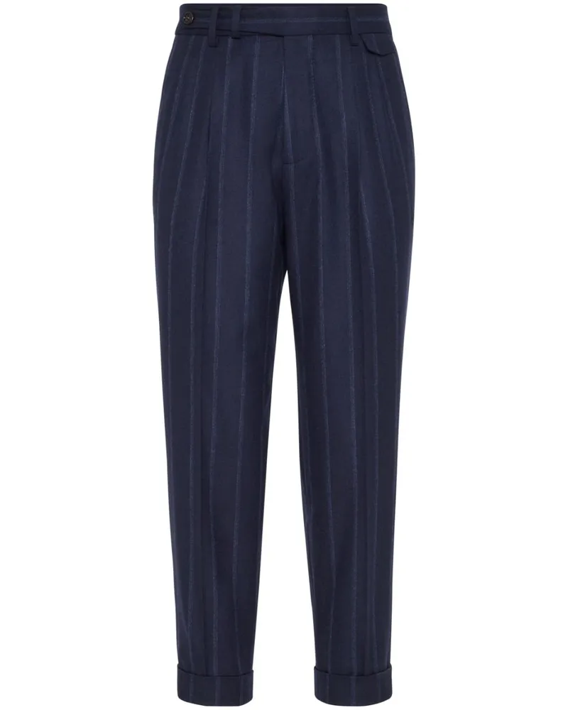 Brunello Cucinelli Wollhose mit Nadelstreifen - Blau Blau