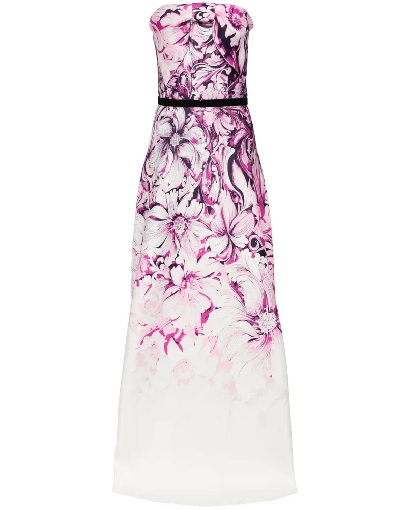 Saiid Kobeisy Schulterfreies Abendkleid mit Blumen-Print - Violett Violett