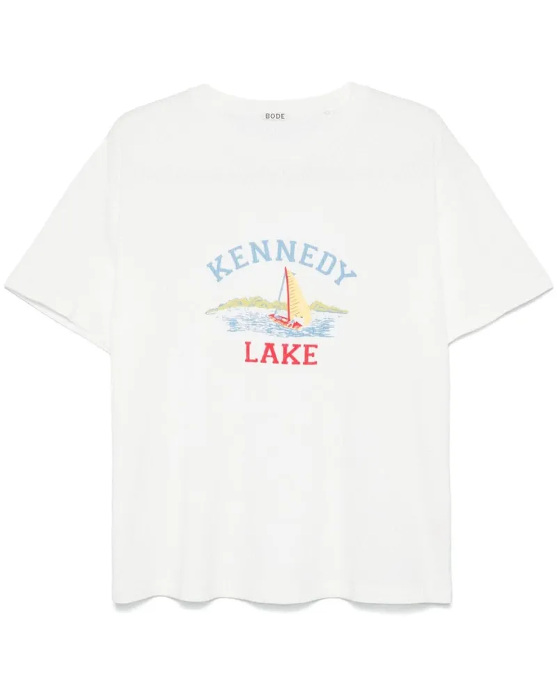 BODE T-Shirt mit Kennedy Lake-Print - Weiß Weiß