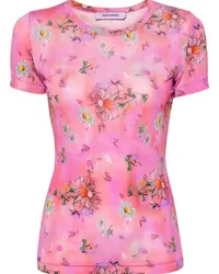 Margherita MACCAPANI The Skinny T-Shirt mit Blumen-Print Rosa