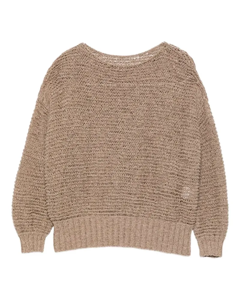 BASE Milano Pullover mit Lochstrickmuster - Nude Nude
