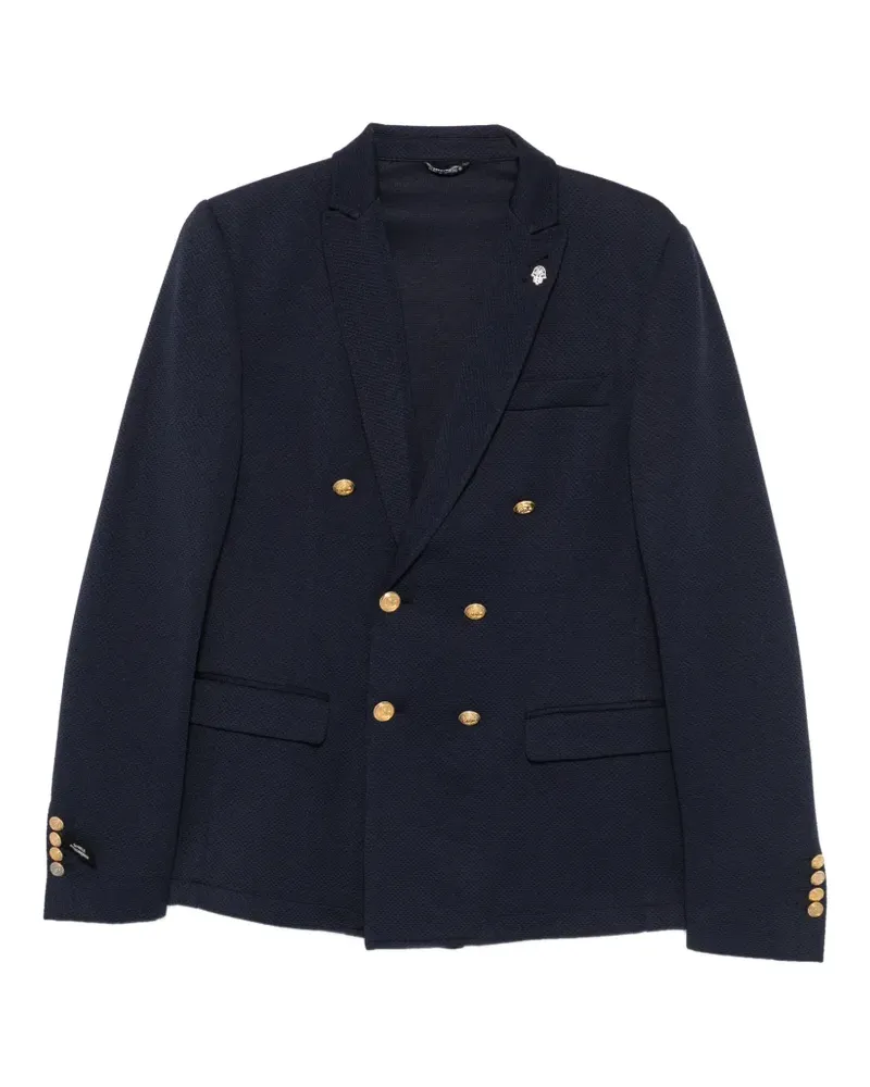 Daniele Alessandrini double-breasted textured-finish blazer - Blau Blau
