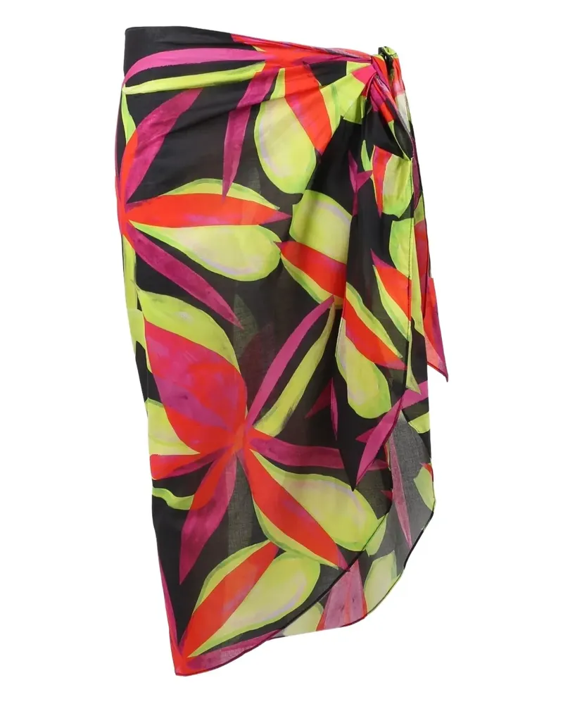 Louisa Ballou floral-pattern midi skirt - Schwarz Schwarz