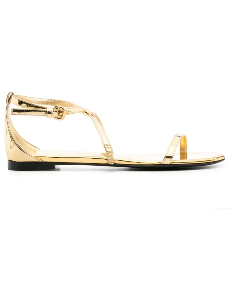 Alexander McQueen Metallische Sandalen mit Logo-Schild Gold