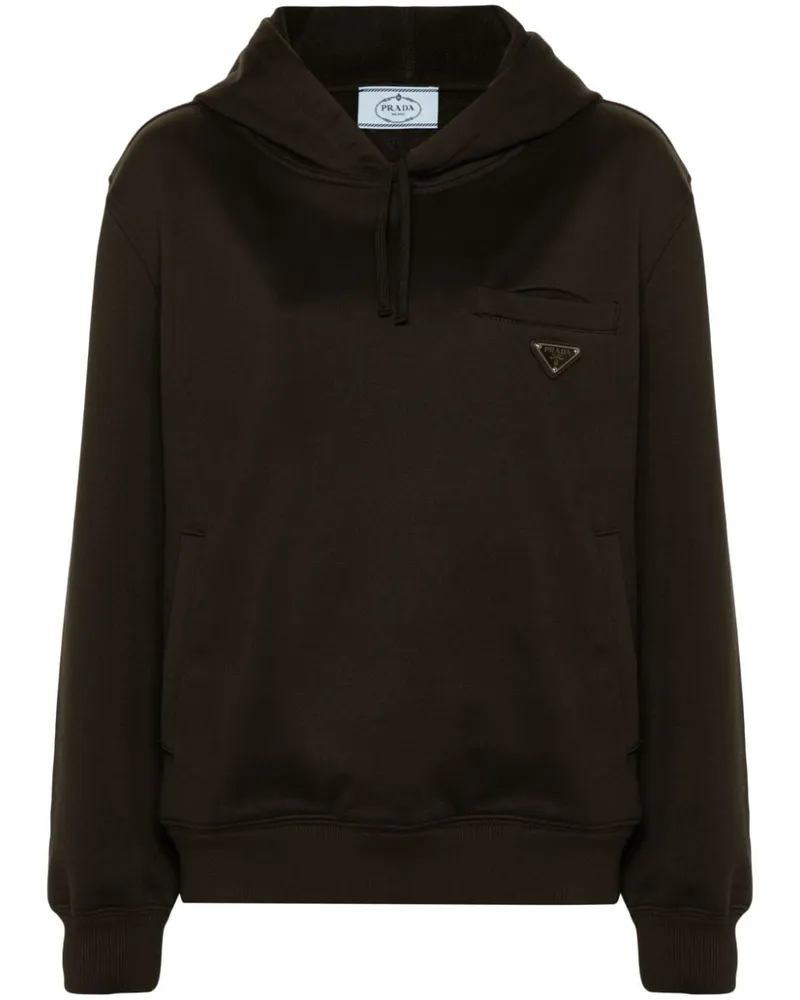 Prada Hoodie mit Triangel-Logo - Braun Braun