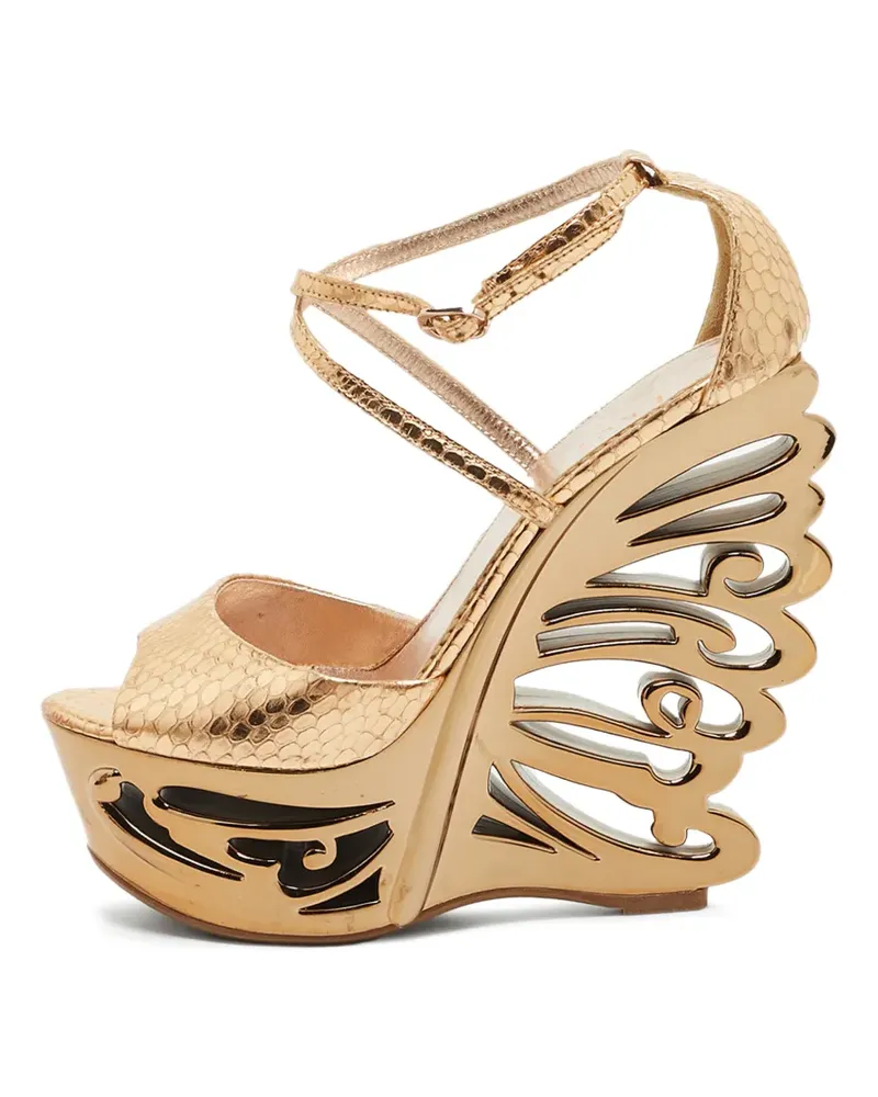 Le Silla Sandalen mit Schmetterling-Wedge-Absatz - Gold Gold