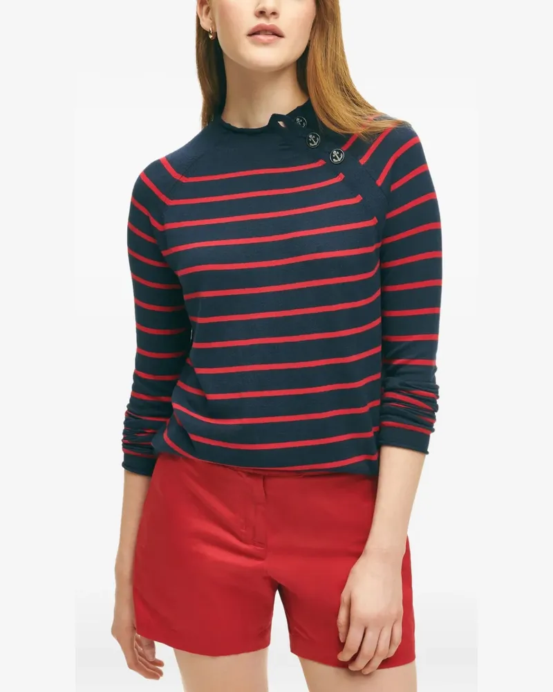 Brooks Brothers Gestreifter Pullover mit Ankerknöpfen - Blau Blau