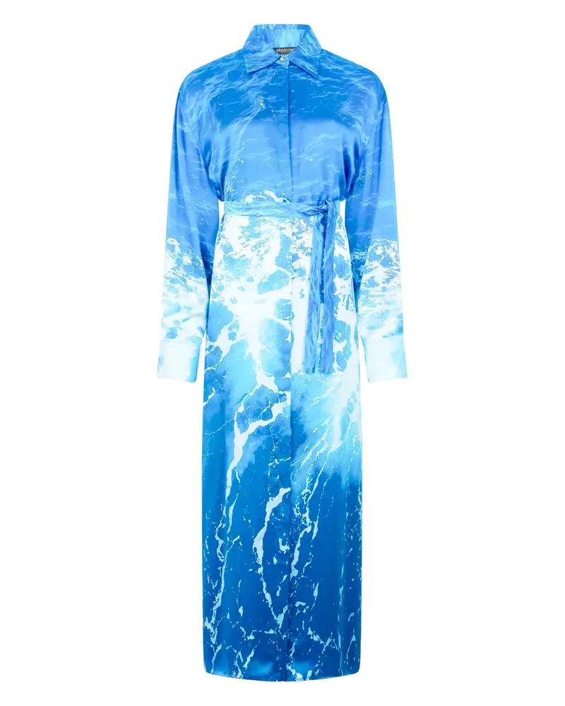 Roberto Cavalli Midikleid mit abstraktem Print - Blau Blau