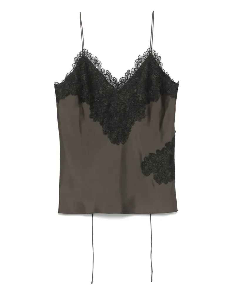 Róhe Top aus Seide mit Spitze - Braun Braun