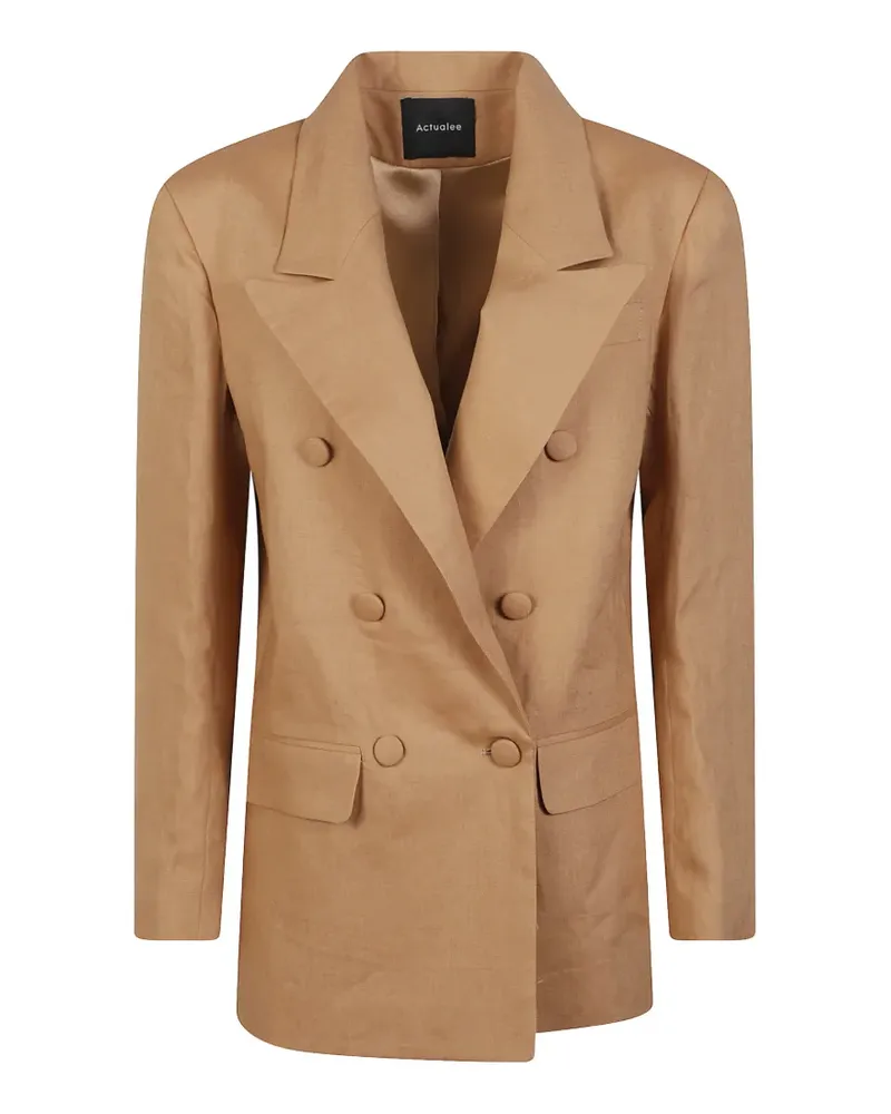 ACTUALEE double-breasted linen jacket - Nude Nude