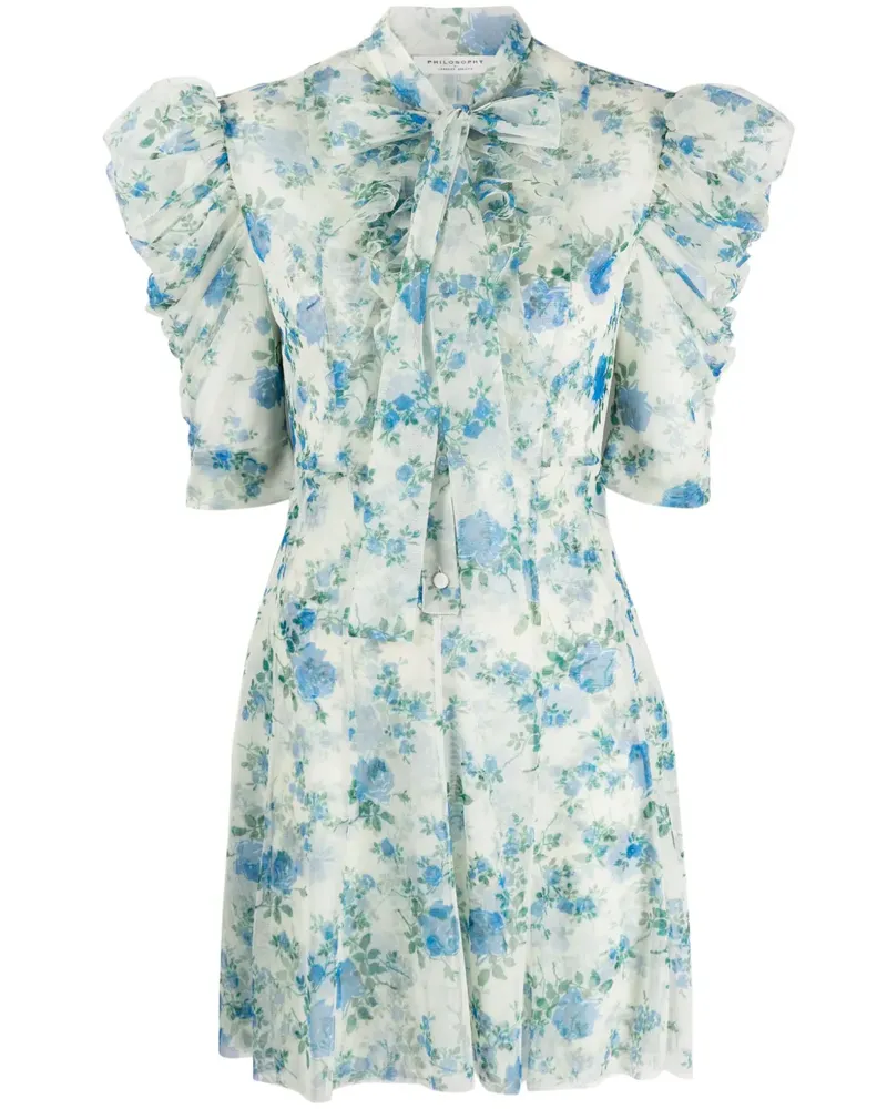 Philosophy Di Lorenzo Serafini Kleid mit Blumen-Print - Blau Blau