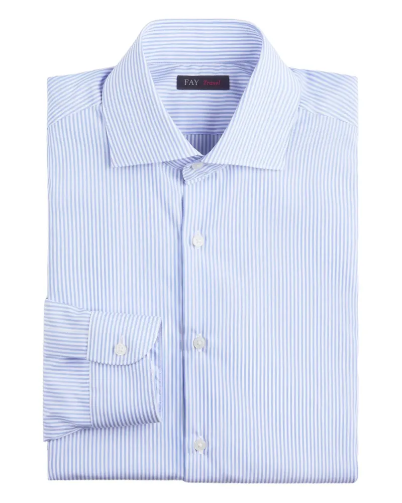 Fay Gestreiftes Hemd mit französischem Kragen - Blau Blau