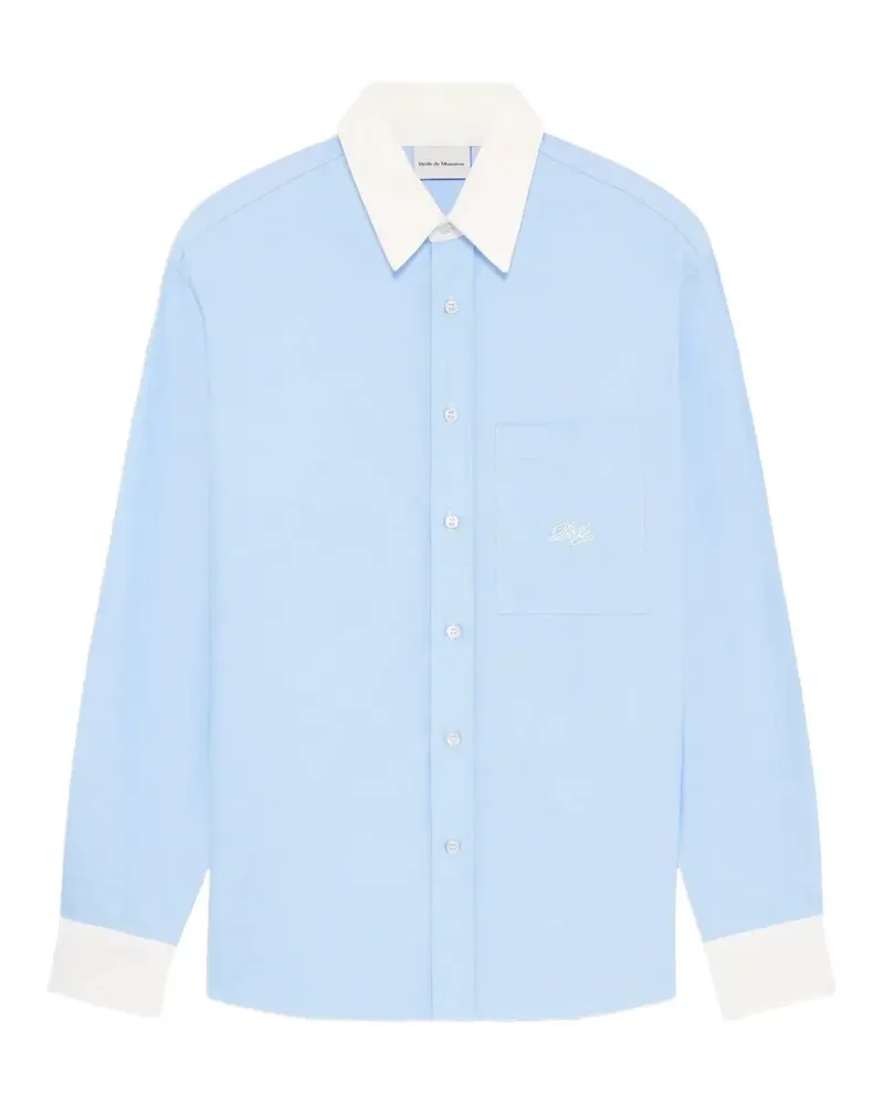 Drôle de Monsieur Kastiges Hemd mit Kontrastkragen - Blau Blau