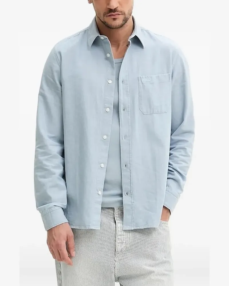 HUGO BOSS Langärmeliges Hemd mit Stickerei - Blau Blau