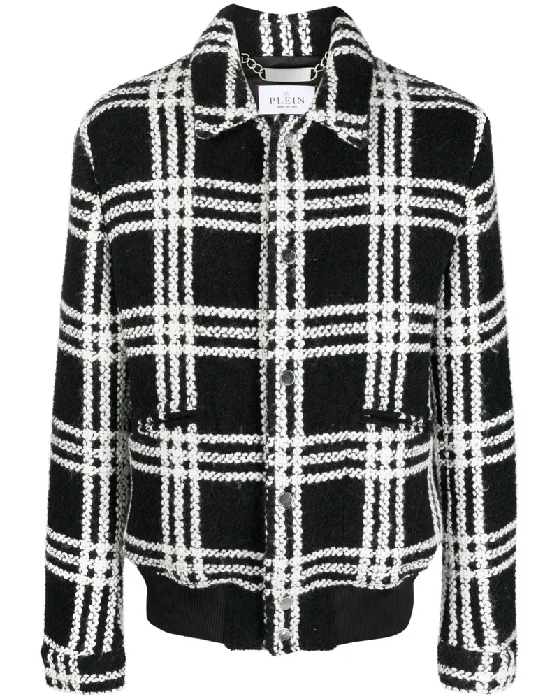 Philipp Plein Bomberjacke mit Karomuster - Schwarz Schwarz